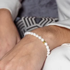 Pulsera de Perla Blanca acabada en oro amarillo 18K- Unwe
