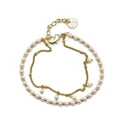 Pulsera de Perla Blanca acabada en oro amarillo 18K - Subri