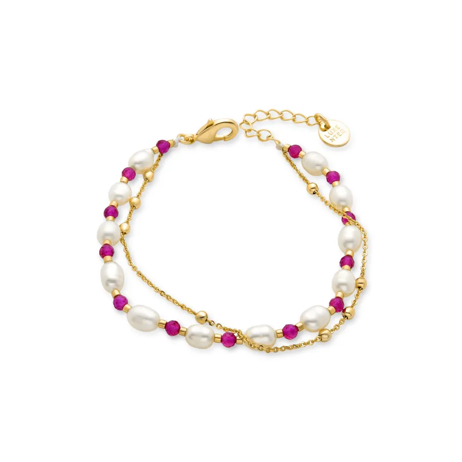 Pulsera de Perla Blanca acabada en oro amarillo 18K - Zawind