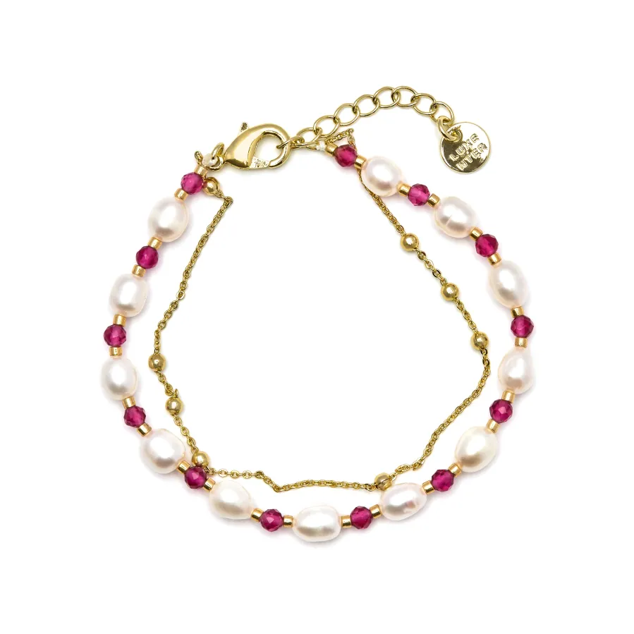 Pulsera de Perla Blanca acabada en oro amarillo 18K - Zawind