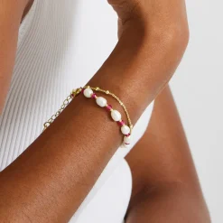 Pulsera de Perla Blanca acabada en oro amarillo 18K - Zawind