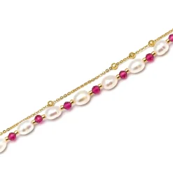 Pulsera de Perla Blanca acabada en oro amarillo 18K - Zawind