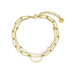 Pulsera de Perla Blanca acabado en oro amarillo 18k - Abbyo