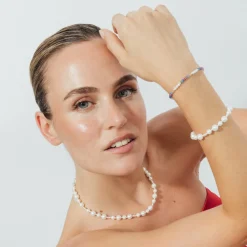 Pulsera de Perla Blanca acabado en rodio - Akio