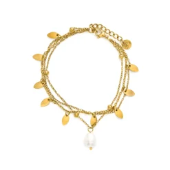 Pulsera de Perla Blanca acabado en oro amarillo 18k - Kixo