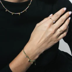 Pulsera de Plata de Ley 925 y Circonita Multicolor acabado en oro amarillo 18k - Esli