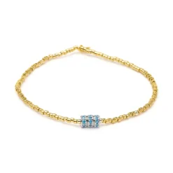 Pulsera de Plata de Ley 925 y Circonita Topacio Azul acabado en oro amarillo 18k - Alsion