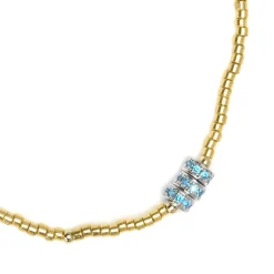 Pulsera de Plata de Ley 925 y Circonita Topacio Azul acabado en oro amarillo 18k - Alsion