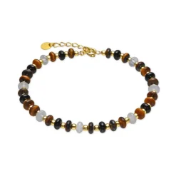 Pulsera de Plata de Ley 925 y Ojo de Tigre acabado oro 18k - Yalah