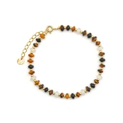 Pulsera de Plata de Ley 925 y Ojo de Tigre acabado oro 18k - Yalah