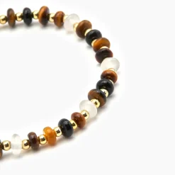 Pulsera de Plata de Ley 925 y Ojo de Tigre acabado oro 18k - Yalah
