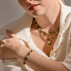 Pulsera de Plata de Ley 925 y Ojo de Tigre acabado oro 18k - Yalah