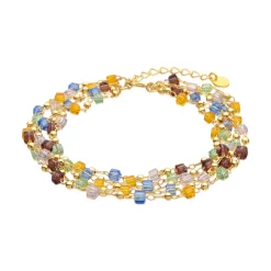 Pulsera de Plata de Ley 925 y Cristal Multicolor acabado oro amarillo de 18k - Goben