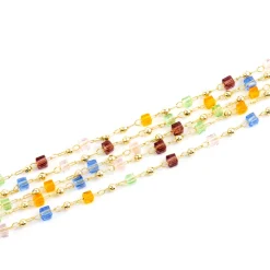 Pulsera de Plata de Ley 925 y Cristal Multicolor acabado oro amarillo de 18k - Goben