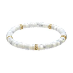Pulsera de Plata de Ley 925 y Madreperla Blanca acabado oro amarillo de 18k - Landir