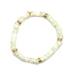 Pulsera de Plata de Ley 925 y Madreperla Blanca acabado oro amarillo de 18k - Landir
