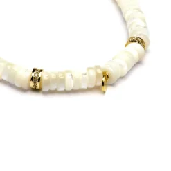 Pulsera de Plata de Ley 925 y Madreperla Blanca acabado oro amarillo de 18k - Landir