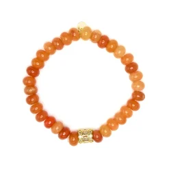 Pulsera de Plata de Ley 925 y Aventurina Naranja acabado en oro amarillo 18k - Overon