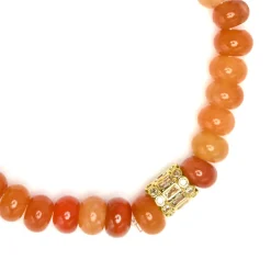 Pulsera de Plata de Ley 925 y Aventurina Naranja acabado en oro amarillo 18k - Overon