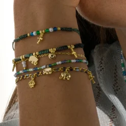 Pulsera de Plata de Ley 925 y Lacado Azul acabado oro 18k - Shione
