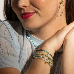 Pulsera de Plata de Ley 925 y Lacado Azul acabado oro 18k - Shione