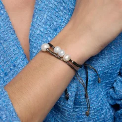 Pulsera de Plata de Ley 925 y Perla Blanca acabado rodio - Maril
