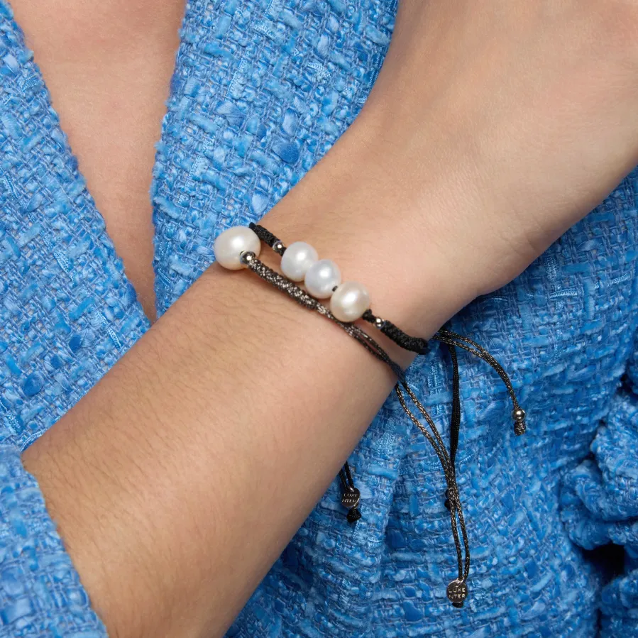 Pulsera de Plata de Ley 925 y Perla Blanca acabado rodio - Maril