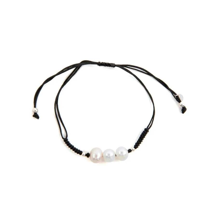 Pulsera de Plata de Ley 925 y Perla Blanca acabado rodio - Maril