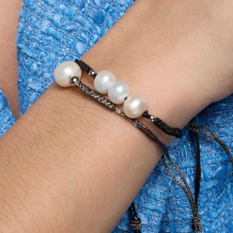 Pulsera de Plata de Ley 925 y Perla Blanca acabado rodio - Maril