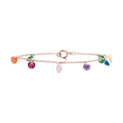 Pulsera de Plata de Ley 925 con Circonita Multicolor acabada en oro rosa 18K - Rolcon
