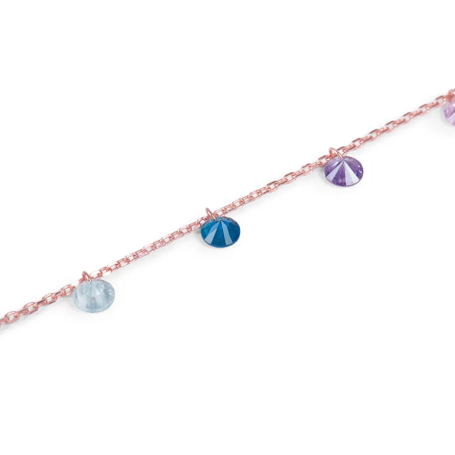 Pulsera de Plata de Ley 925 con Circonita Multicolor acabada en oro rosa 18K - Rolcon