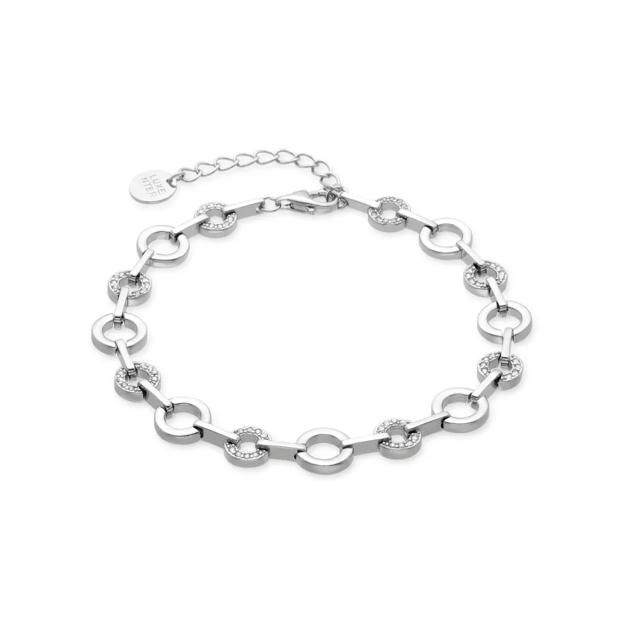 Pulsera de Plata de Ley 925 con Circonita Brillante acabada en rodio - Pyxis