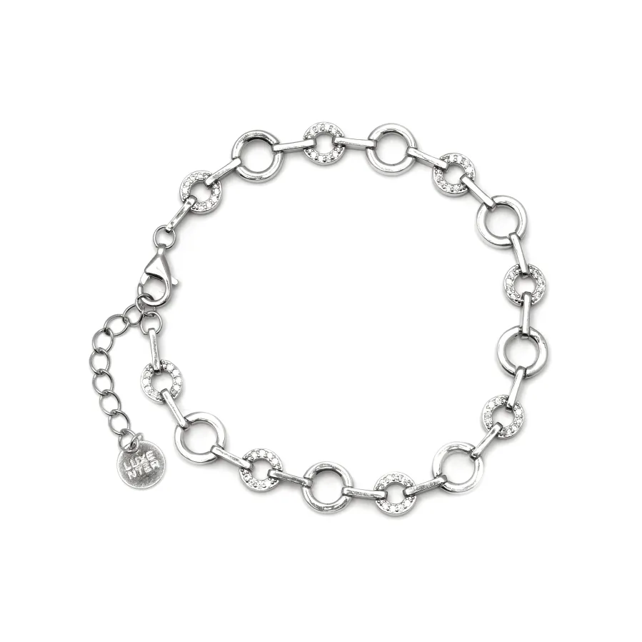 Pulsera de Plata de Ley 925 con Circonita Brillante acabada en rodio - Pyxis