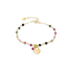 Pulsera de Plata de Ley 925 con Cristal Multicolor acabada en oro amarillo 18K - Dagni