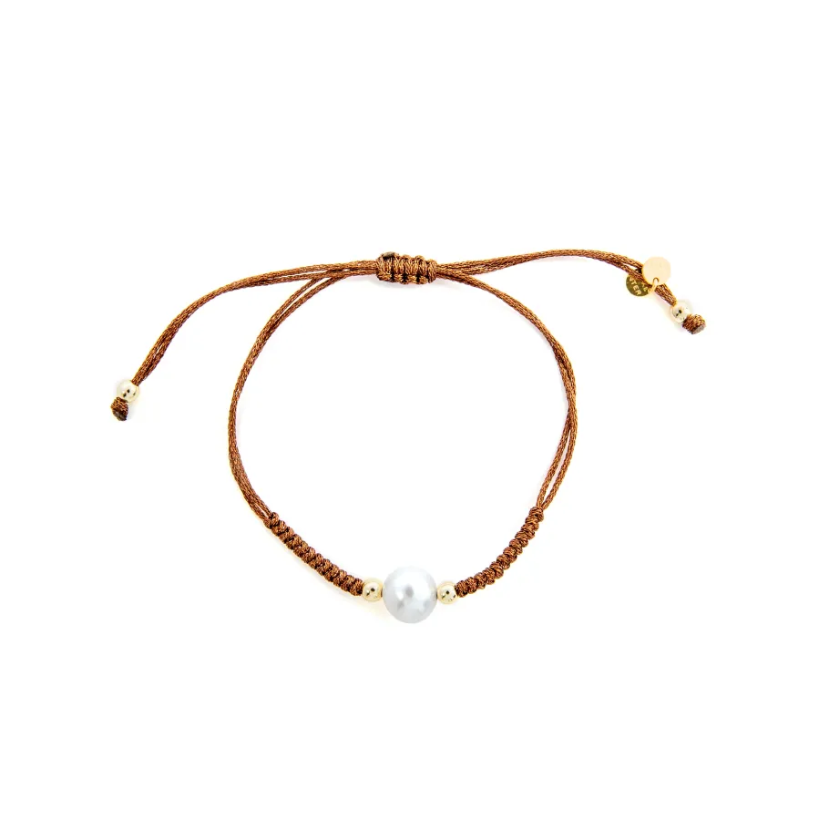 Pulsera de Plata de Ley 925 y Perla Blanca acabado oro amarillo de 18k - Yarul