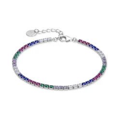 Pulsera de Plata de Ley 925 con Circonita Multicolor acabada en rodio - Tahu