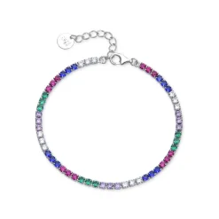 Pulsera de Plata de Ley 925 con Circonita Multicolor acabada en rodio - Tahu