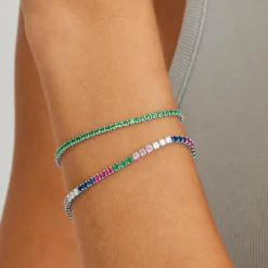 Pulsera de Plata de Ley 925 con Circonita Multicolor acabada en rodio - Tahu