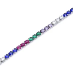 Pulsera de Plata de Ley 925 con Circonita Multicolor acabada en rodio - Tahu