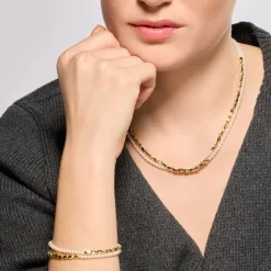 Pulsera de Plata de Ley 925 y Perla Blanca acabado oro amarillo de 18k - Carini