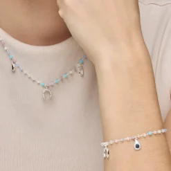 Pulsera de Plata de Ley 925 y Circonita Aguamarina acabado rodio - Neusne