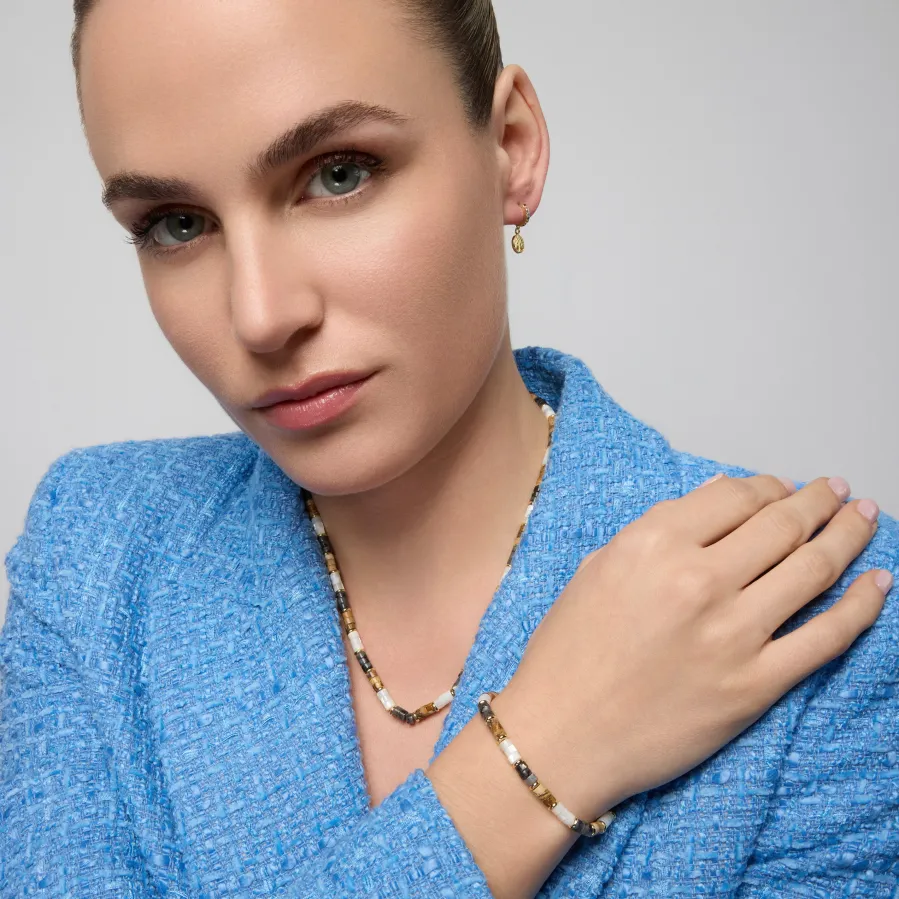 Pulsera de Plata de Ley 925 y Ojo de Tigre acabado oro amarillo de 18k - Gelmi