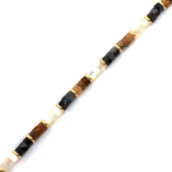 Pulsera de Plata de Ley 925 y Ojo de Tigre acabado oro amarillo de 18k - Gelmi