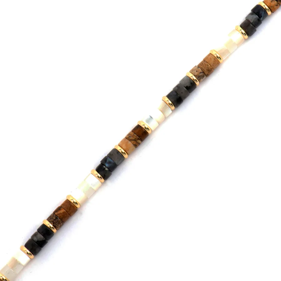Pulsera de Plata de Ley 925 y Ojo de Tigre acabado oro amarillo de 18k - Gelmi