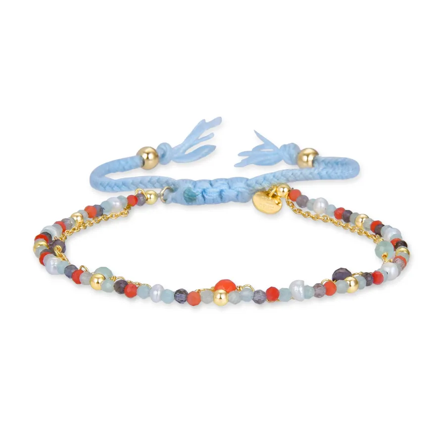 Pulsera de Plata de Ley 925 con Cuarzo Hidrotermal Verde Pastel acabada en oro amarillo 18K - Asvorg