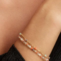 Pulsera de Plata de Ley 925 con Cuarzo Hidrotermal Verde Pastel acabada en oro amarillo 18K - Asvorg