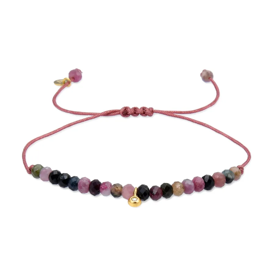 Pulsera de Plata de Ley 925 con Cristal Multicolor acabada en oro amarillo 18K - Kasai