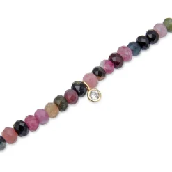 Pulsera de Plata de Ley 925 con Cristal Multicolor acabada en oro amarillo 18K - Kasai