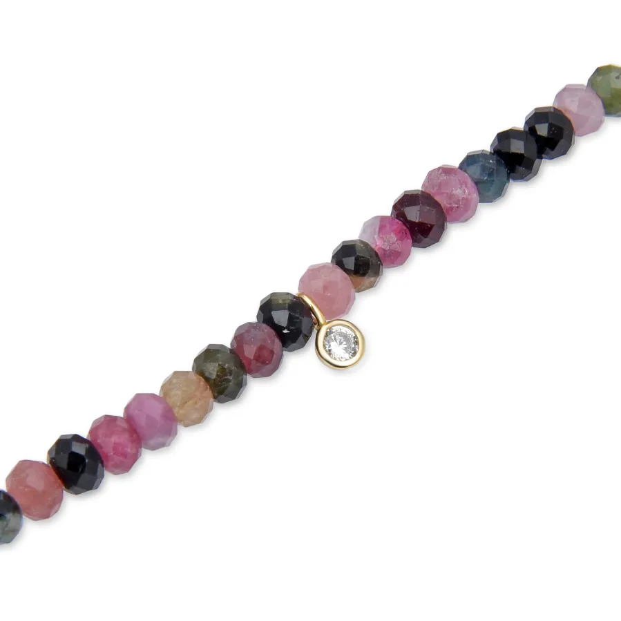Pulsera de Plata de Ley 925 con Cristal Multicolor acabada en oro amarillo 18K - Kasai