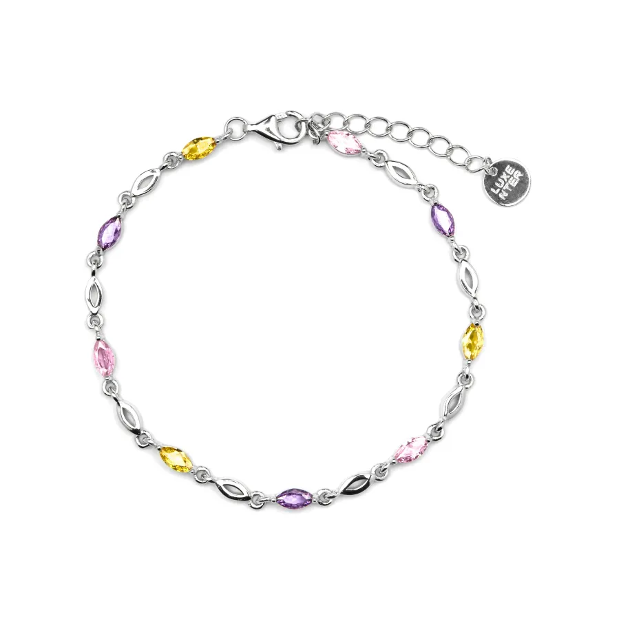 Pulsera de Plata de Ley 925 y Circonita Multicolor acabado oro amarillo de 18k - Imna
